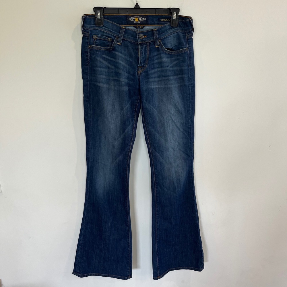 Lucky Brand Charlie Flare Jeans Dark Wash Mid Rise Denim Size 4 27